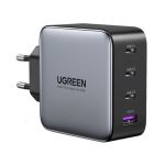 UGREEN hálózati töltő, 4 port, 3x USB-C, 1x USB-A, GaN, 100W, PD, szürke (40747)