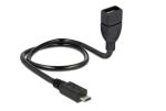 Delock USB 2.0 Micro-B papa - USB 2.0 Micro-B mama OTG kábel 0.35m (83924)