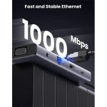 UGREEN Dokkoló állomás 10 az 1-ben, USB HUB, Ethernet, HDMI, VGA, 100W, SD/TF, 3,5mm Jack, szürke (15601)