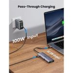 UGREEN Dokkoló állomás 10 az 1-ben, USB HUB, Ethernet, HDMI, VGA, 100W, SD/TF, 3,5mm Jack, szürke (15601)