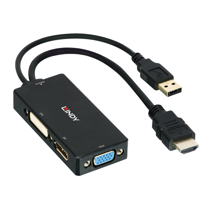 LINDY Konverter HDMI - DisplayPort/DVI/VGA (38182)