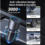 UGREEN Szivargyújtós autós gyorstöltő, 3 port, 2x USB-C, 1x USB-A, 75W, szürke (35024)