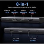 UGREEN Dokkoló állomás 8 az 1-ben, Dual Display, DP, HDMI, szürke (35625)