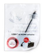 Gembird USB-C és HDMI adapter, fekete, A-CM-HDMIF-01, Átalakító, adapter (hálózati termékeken kívül), USB 3.1 C típusú (apa), HDMI anya, USB 3.1 C male, HDMI female, black, Allows to send audio-video from a mobile device with USB-C port to a HDMI monito,