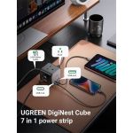 UGREEN PowerCube 7 az 1-ben hálózati elosztó, 65W 1,8m, fekete (60113)